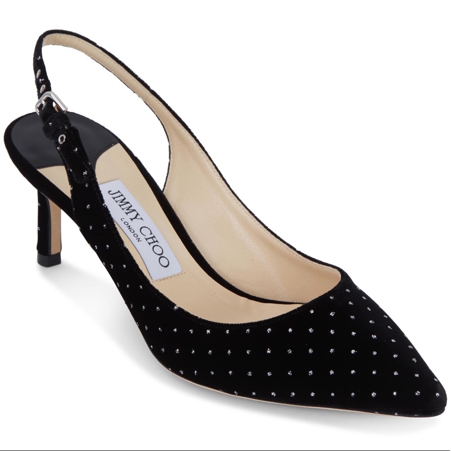 Jimmy Choo Erin Glitter Spotted Velvet Slingback
